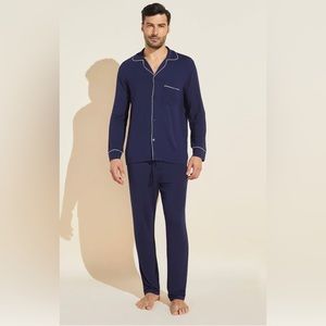 Eberjey men's tencel long pajama set in navy